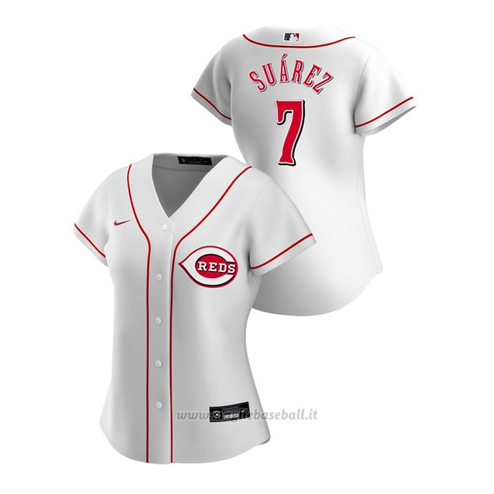 Maglia Baseball Donna Cincinnati Reds Eugenio Suarez 2020 Replica Primera Bianco